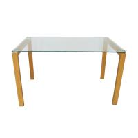 Buy cheap Clear OEM Tempered Glass Dining Table With 60x60mm Aluminum Plate product