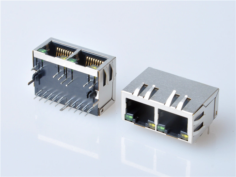 Industrial RJ45 jacks with Integrated Magnetics, with LEDs ，HULYN