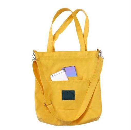 Buy cheap Yellow / White / Black Canvas Shopping Bag With Detachable Shoulder Strap from wholesalers