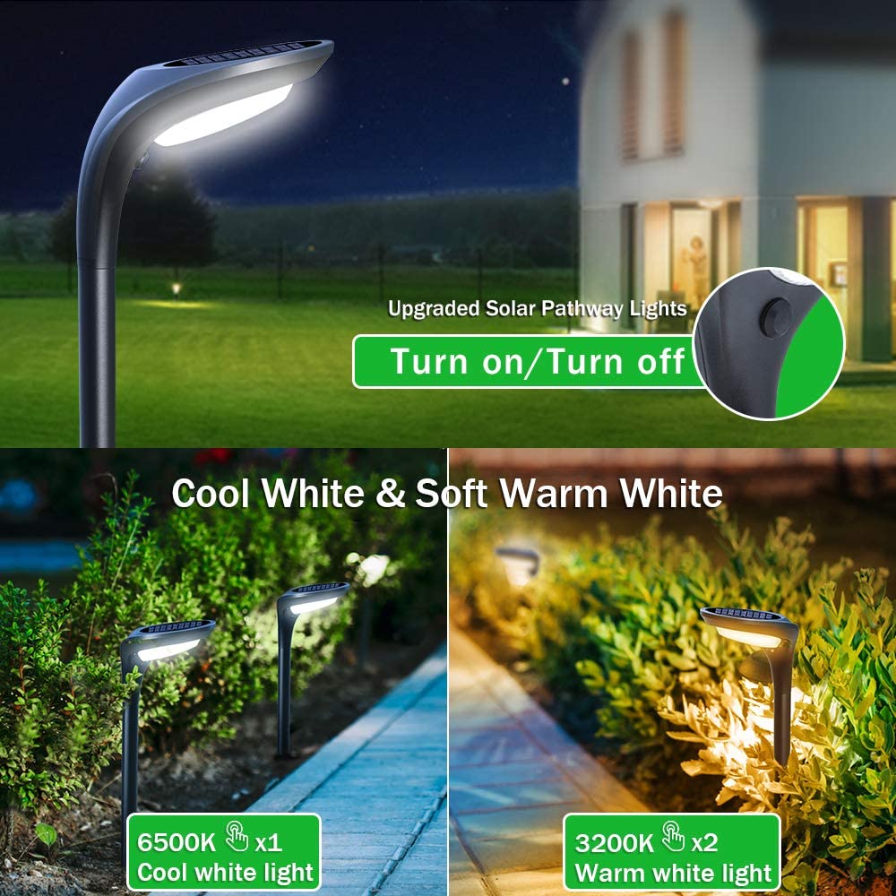 2 Modes 750mAH Super Bright Solar Landscape Lights / 6000-7000K Solar Lawn Spotlight