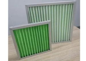 China Green Pleated Panel Air Filters G1 G3 Efficiency Polyester Media Filter on sale