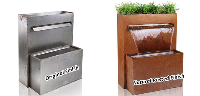 Multifunctional Corten Steel Waterfall Metal Garden Ornaments Water Feature with Planter