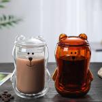 300ml Bear Shaped Insulated Double Wall Pyrex Glass Cup