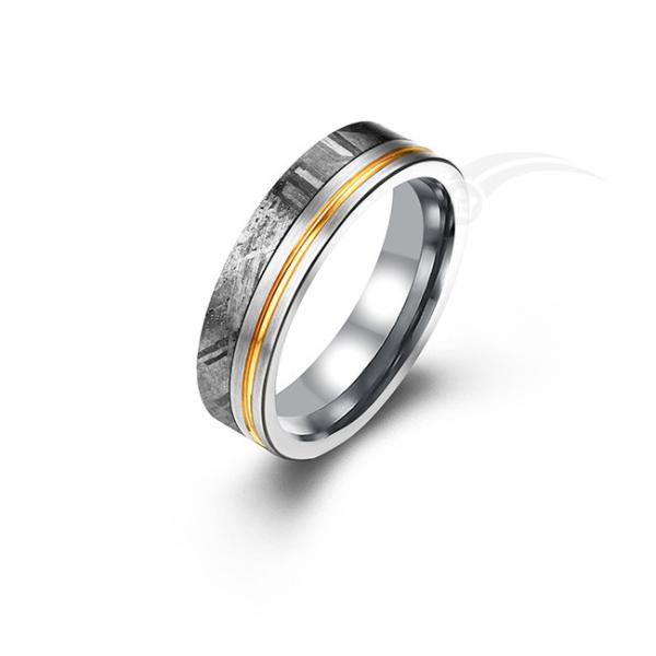 Buy cheap Circular Limited Edition Meteorite Wedding Ring Natural Grey Fashionable from wholesalers