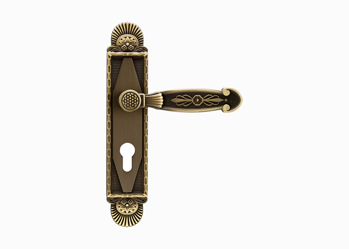 Classic Brass Door Lever Mute Black Gold Door Handles for Bedroom / Bathroom