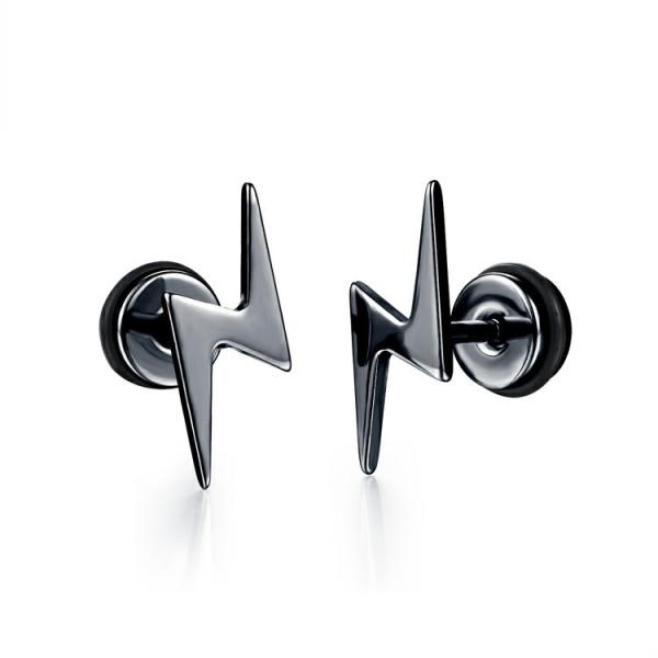 Buy cheap New Arrival Punk Style Stud Earrings Stainless Steel Body Piercing Jewelry Screw Back Earrings Lightning Bolt Earrings from wholesalers