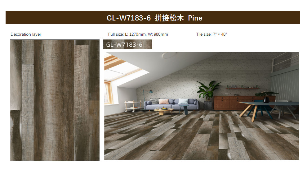 Pine Stone Vinyl Click SPC Rigid Flooring Luxury Nordic Style GKBM GL-W7183-6