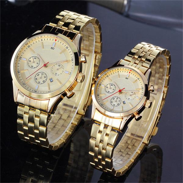 Buy cheap Antiscratch Couple Quartz Watch Hardened Glazed 3eye Sixneedle from wholesalers