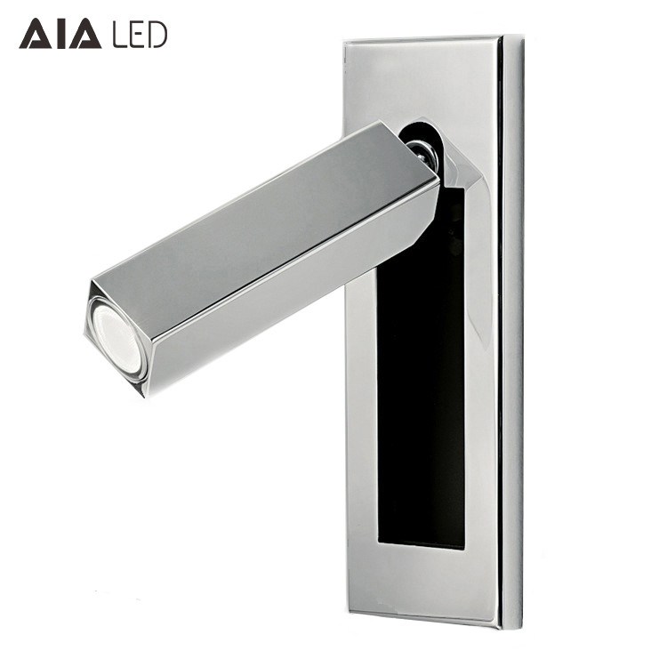 Rotating Recessed mounted bed sides light 3W led bed lighting reading light bed head wall lamp