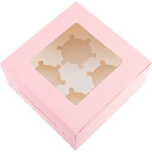 Wholesale Clear Window Pink Paper Cupcake Cardboard Cake Boxes from china suppliers