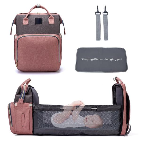 Buy cheap Striped Travel Waterproof Nylon Cloth Diaper Bag Backpack 1150g from wholesalers