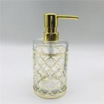 Clear Glass Bathroom Accessories Set With Golden Swirl Design Luxury