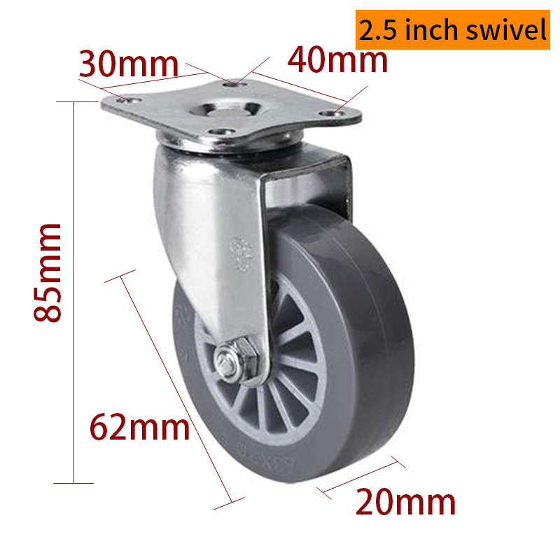 Industrial Swivel Casters 2.5 Inch 62mm Small Caster Wheels For Furniture