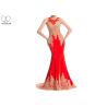 Buy cheap Velvet Fishtail Long Mermaid Style Prom Dress Gold Lace Sleeveless Open Back from wholesalers