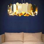 Minimalist luxury living room chandelier round metallic restaurant Panel