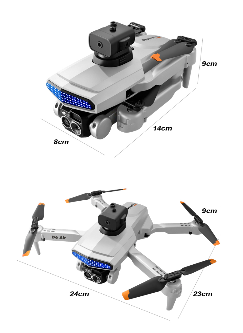 D6 Air Mini Drone Professional 4k HD Camera Quadcopter with Foldable Design Obstacle Avoidance and Remote Control