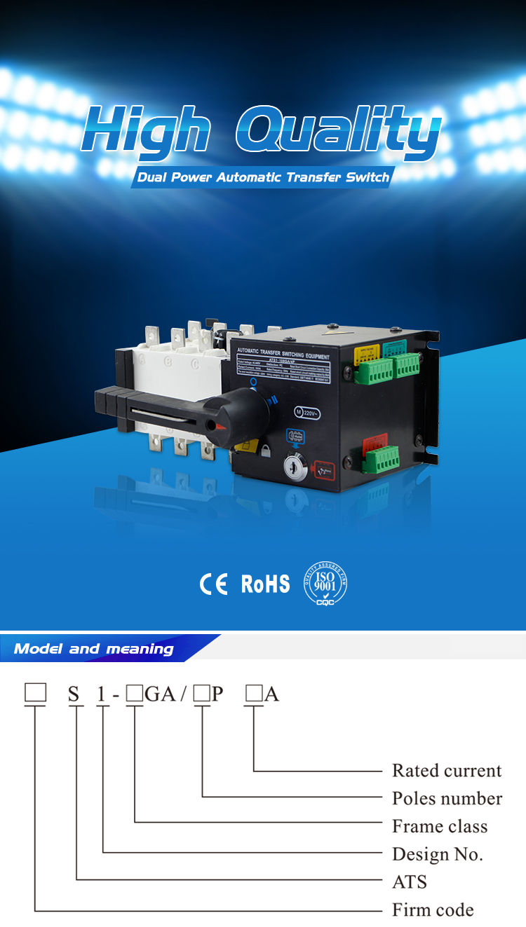 Unique Design Hot Sale 63-3200a Single Phase Changeover Switch Ats Controller