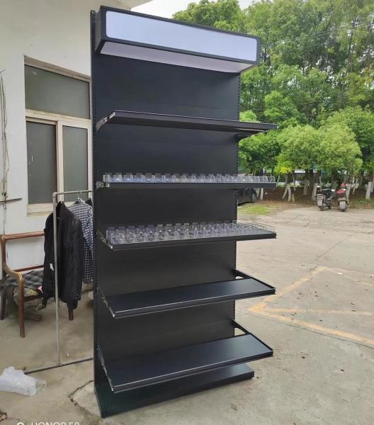 Buy cheap Black Telescopic Layer Cigarette Display Shelf With Light Box Hospital Pharmacy Medicine Storage Shelves from wholesalers