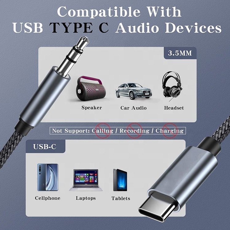 DAC USB Type C to 3.5mm Audio Jack Male Cable AUX Headphone Dongle Adapter for Pixel Google