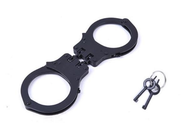 Carbon Steel Double Lock Lightweight Hinged Handcuffs Self - Defense Black