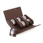 High Quality Handcrafted Travel Watch Roll Slide 6 Slot Vintage Real Leather