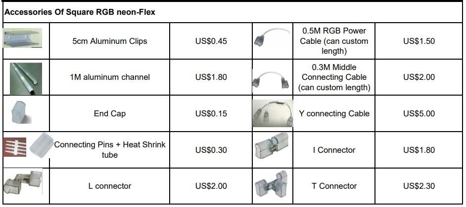 50m 24v silicone 5050smd 60leds/m digital rgb led neon flexible strips square 17x17mm