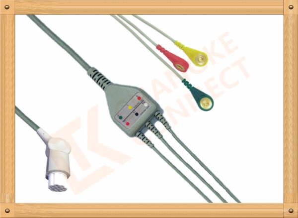 Buy cheap Gray SW Artema ECG Patient Cable 3 Leads Snap IEC durability from wholesalers