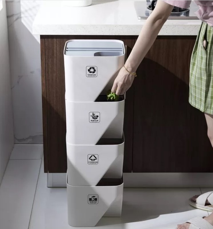 Plastic Separable Modular Kitchen Dustbin For Waste Rubbish
