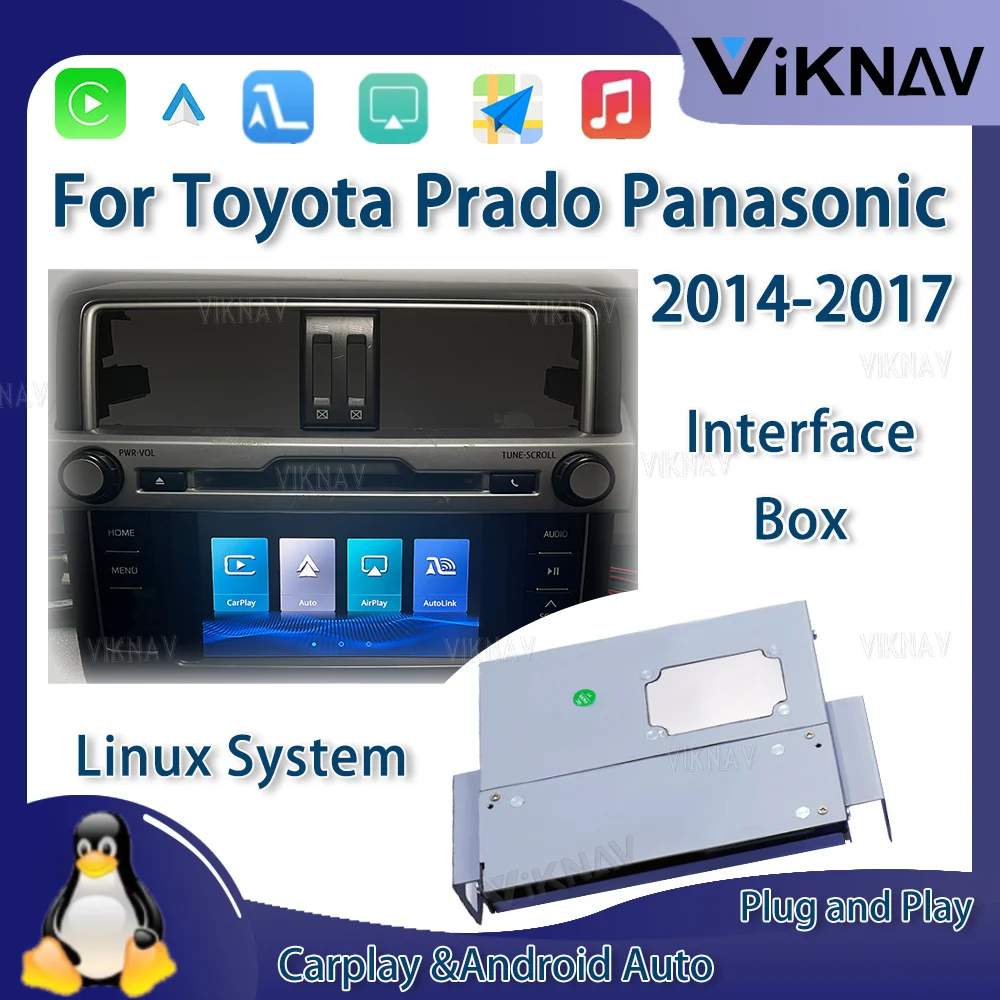 Viknav Linux System OEM Car For Toyota Prado Panasonic 2014-2017 Upgrade Decoder Box MuItimedia Wireless