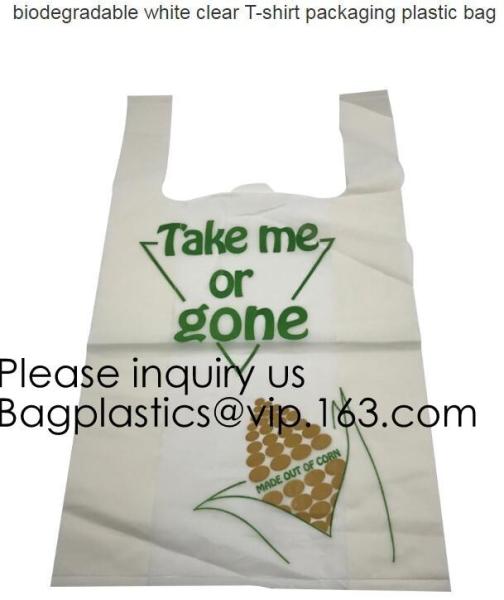 BIO Biodegradable Pre-Printed Thank You Retail Bags,Green Plastic T-shirt