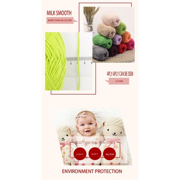 4ply Hand Arm Knit Yarn 60% Cotton 40% Milk Cotton Crochet Knitting Yarns