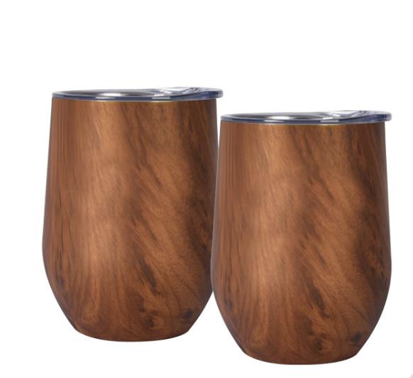 Buy cheap Woodgrain Color Stemless Wine Tumbler , Stainless Steel Wine Mug With Lid from wholesalers