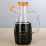 Clear 650ml Glass Olive Oil Bottle With Bamboo Lid