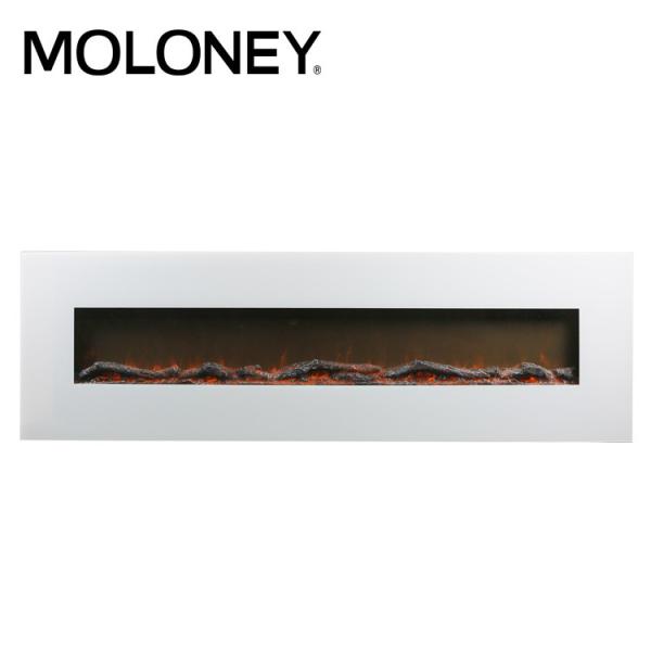 Buy cheap 1280mm Wall Mount Electric Fireplace White painted Tempered glass Two heating levels from wholesalers