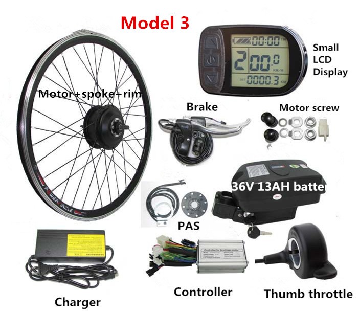 Aluminum Alloy Frame Electric Bike Conversion Kit 250W 350W 500W Motor Optional