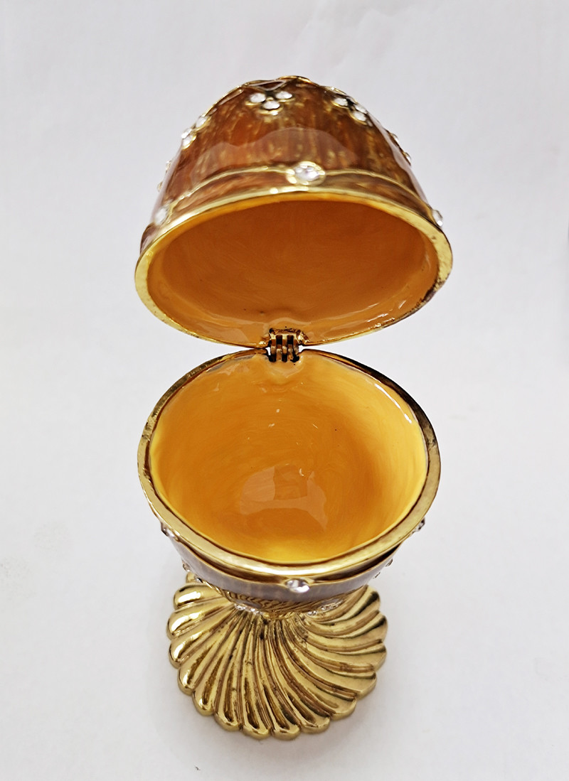 Luxury Faberge Easter Egg Elegant Enamel jewlery box Crytsal Easter Faberge Egg Trinket Box Woman Earrings Egg Case