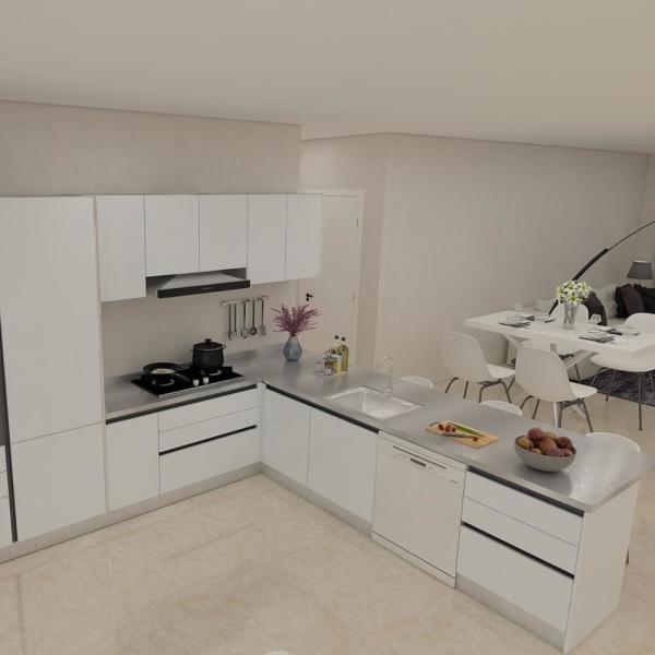 High-End Gloss Lasting Lacquer Stainless Steel Kitchen Furniture With Clean