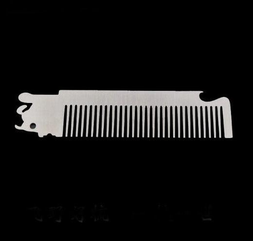 Buy cheap Custom cool innovative men gift, engrave logo stainless steel unique design long barber beard comb bottle opener from wholesalers