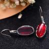 Buy cheap Sterling 925 Silver Retro Oval Synthetic Ruby Drop Dangle Earrings (049012) from wholesalers