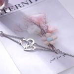 0.29x0.23cm 0.04lb Custom Silver Bracelets Unisex S925 Double Heart Bracelet