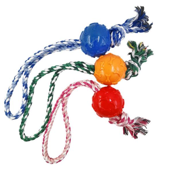Buy cheap Teeth Cleaning Pet Chew Toys War Tennis Ball Rope Dog Toy 54G from wholesalers