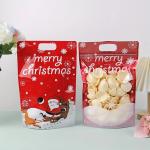 Customized Printed Stand Up Pouch Zipper Christmas Gift Wrap Bags With Handle