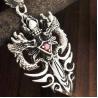 Buy cheap Men Sterling Silver Wheat Chain Necklace with Silver Double Dragon Dagger Amulet (N06030812-L) from wholesalers