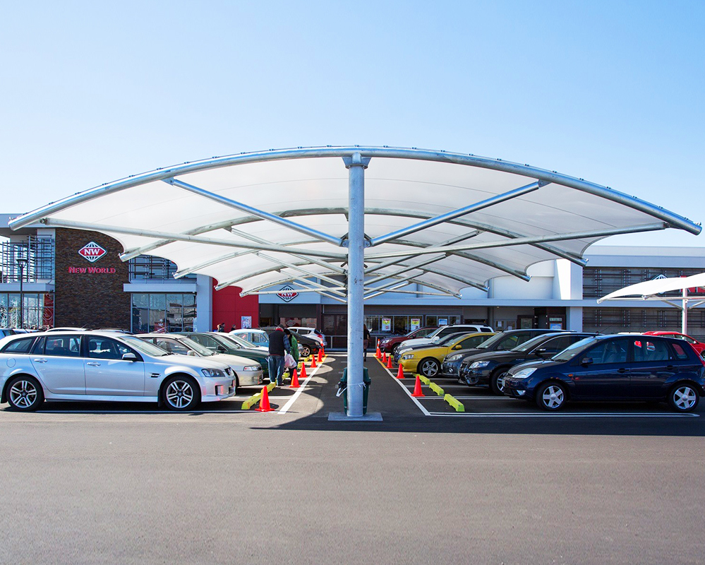 PVDF/PTFE PVC Coated T Tensile Car Parking Structure Shed Fire Resistance