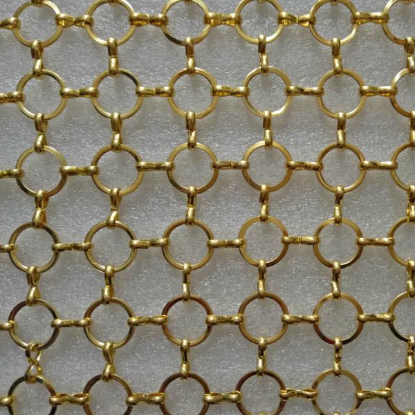 Buy cheap ODM Golden Metal Ring Mesh Decorative Fence 3.8mm Chain Mail Mesh from wholesalers