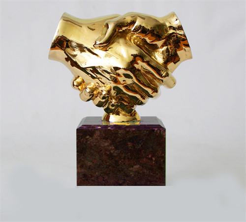 Buy cheap Desktop Gold Modern Indoor Sculpture Handshake Grip Statues SS 316 304 from wholesalers