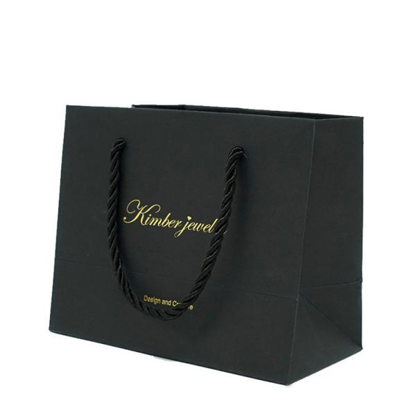 Buy cheap Black Custom Printed Retail Bags Recycled Material With Logo Gold Foil from wholesalers