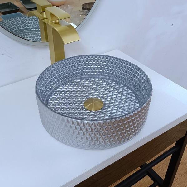 Buy cheap Latest Style Table Top Wash Basins Silver Color , Round Sink Bowl Bathroom 360*360*112mm from wholesalers