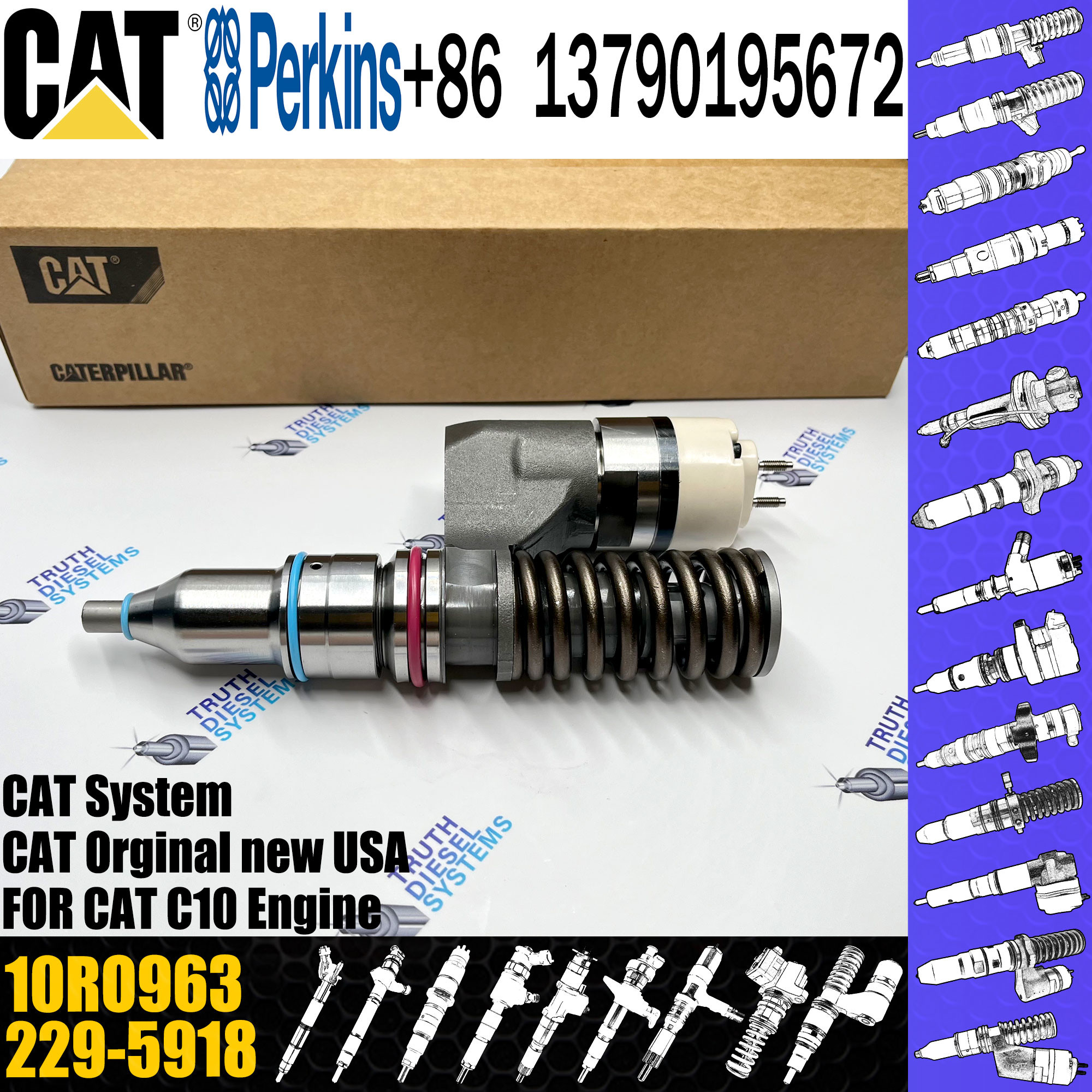 diesel fuel engine injector 10RO963 229-5918 212-3463 212-3464 for CAT c10 engine