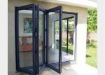 Waterproof Aluminum Frame Folding Glass Patio Doors , Aluminium Framed Frosted